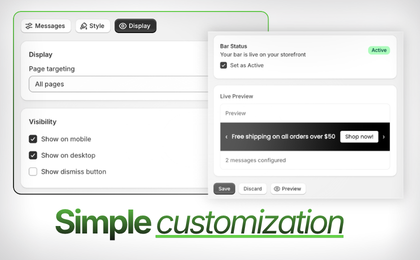 Zentra Announcement Bar brand customizer panel number two